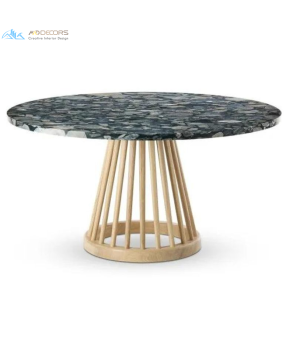 FAN TABLE NATURAL PEBBLE MARBLE 